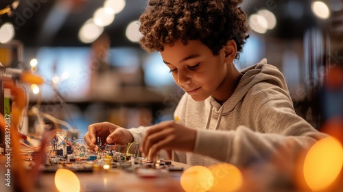 Curious Middle Schooler Exploring Circuitry in a Makerspace