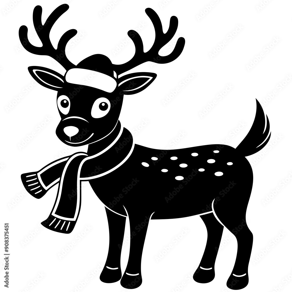 christmas reindeer with red nose, reindeer vector illustration, animal vector art, reindeer silhouette, pet vector icon, eps, Deer cartoon christmas reindeer with red nose, reindeer vector illustration, animal vector art, reindeer silhouette, pet vector icon, eps, Deer cartoon