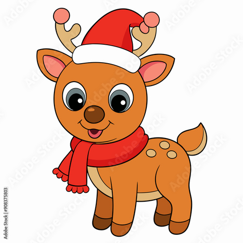 christmas reindeer with red nose, reindeer vector illustration, animal vector art, reindeer silhouette, pet vector icon, eps, Deer cartoon