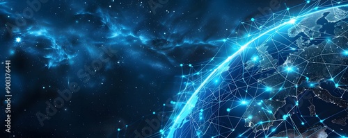 planet with connecting dot and line technology