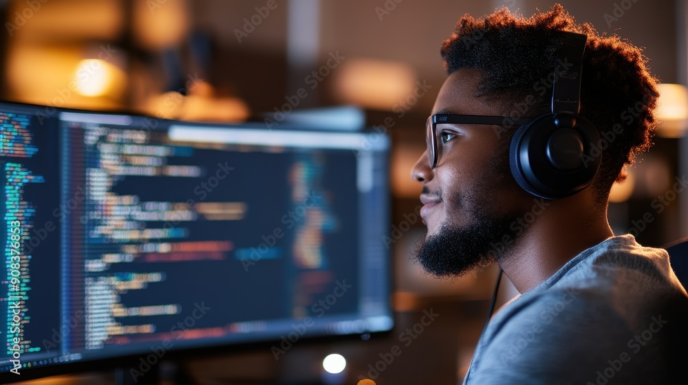 Determined College Student Participating in Online Coding Bootcamp Determined College Student Participating in Online Coding Bootcamp