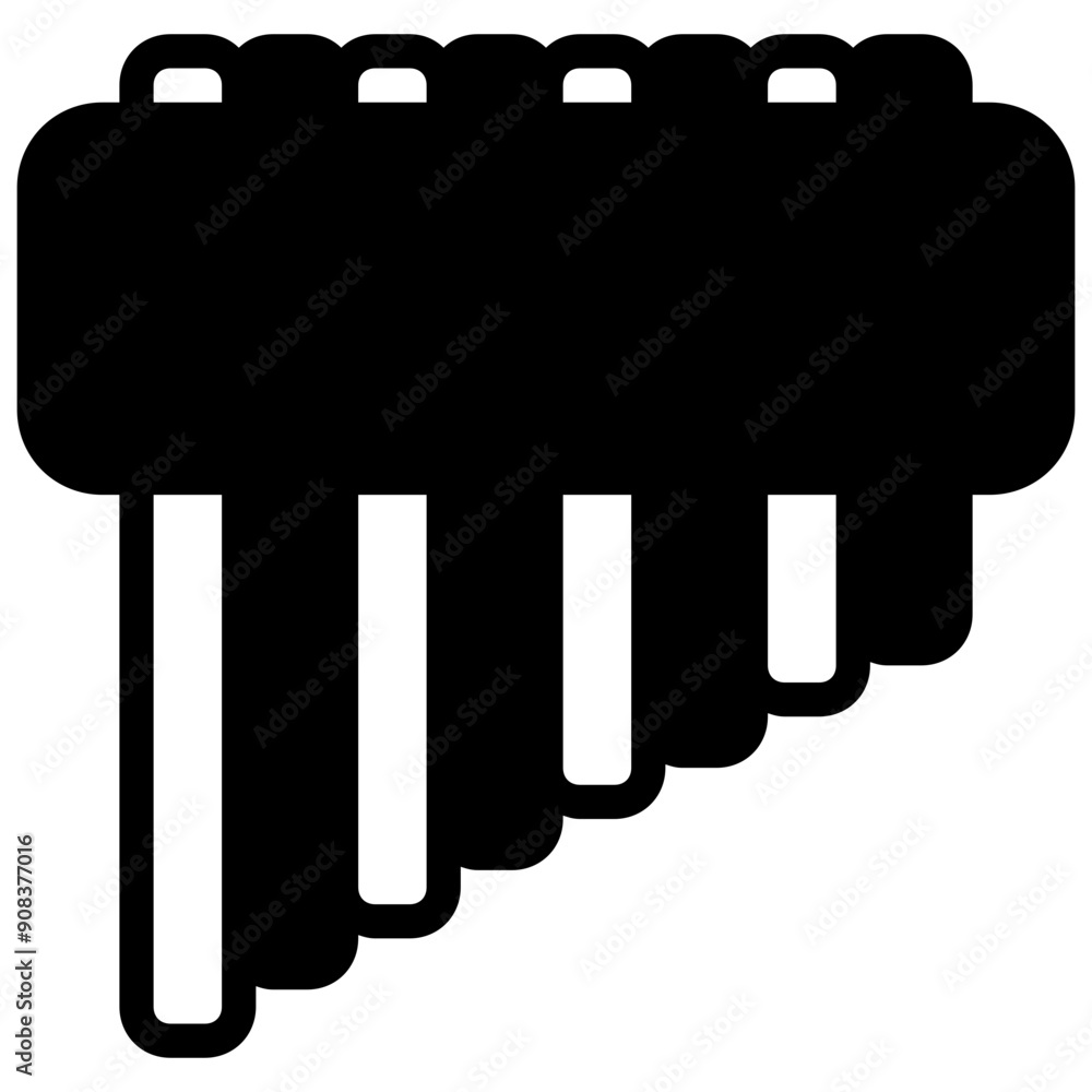 Pan Flute Icon in Solid Style Pan Flute Icon in Solid Style
