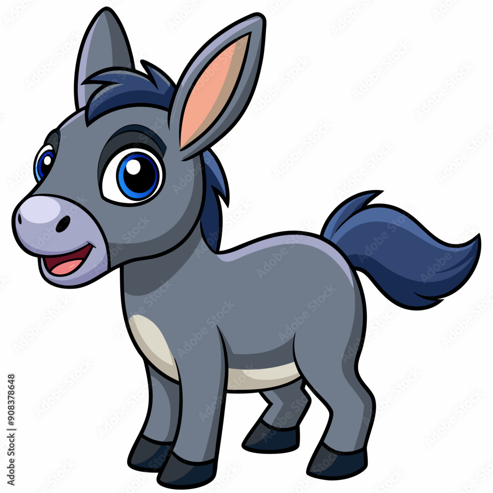 Fototapeta premium silhouette of a donkey, donkey vector illustration, animal vector art, donkey silhouette, pet vector icon, eps, donkey cartoon