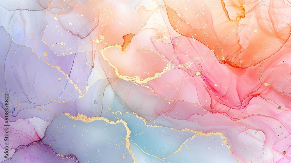 Abstract Sienna Alcohol Ink Painting with Golden Cracks, a Vibrant Splash of Color-Gel Art Reflecting Raw Artistic Expression. Abstract Sienna Alcohol Ink Painting with Golden Cracks, a Vibrant Splash of Color-Gel Art Reflecting Raw Artistic Expression.