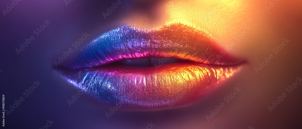 Close Up of Colorful Lips with Glitter Close Up of Colorful Lips with Glitter