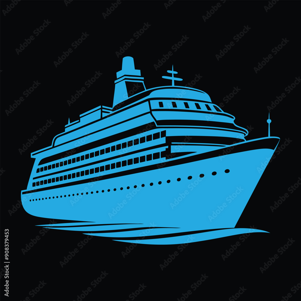 Obraz premium Cruise Ship Vector Silhouette Designs