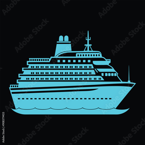 Cruise Ship Vector Silhouette Designs