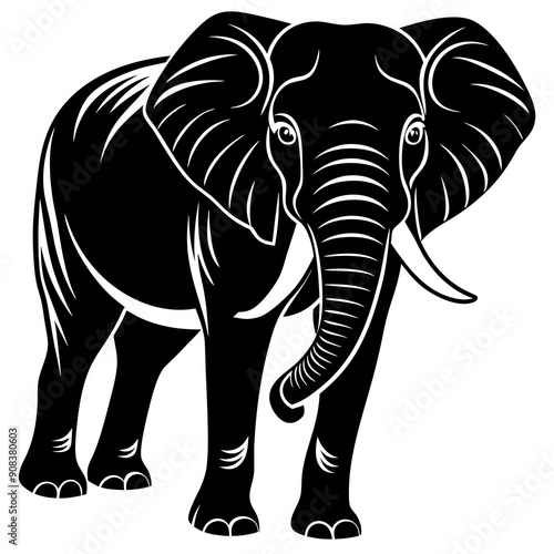 elephant isolated on white, elephant vector illustration, animal vector art, elephant silhouette, pet vector icon, eps, elephant cartoon