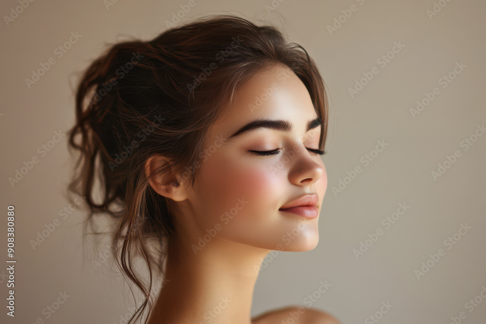A close up of a girl's face with her eyes closed A close up of a girl's face with her eyes closed