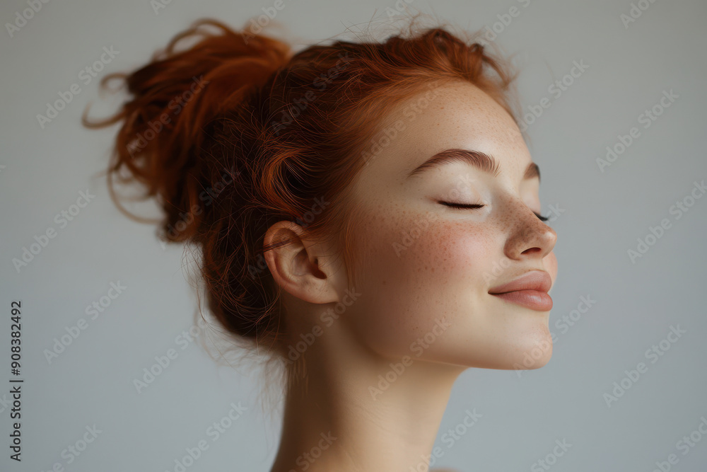 A close up of a girl's face with her eyes closed A close up of a girl's face with her eyes closed