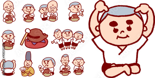 坊主頭がかわいい一休さんのかわいいキャラ素材