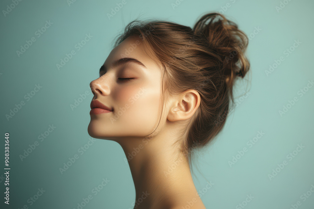 A close up of a girl's face with her eyes closed A close up of a girl's face with her eyes closed