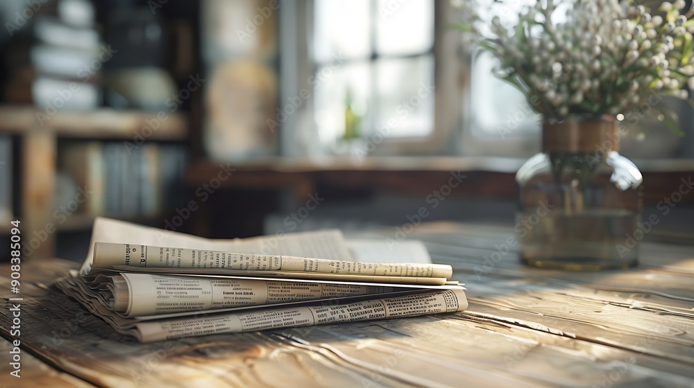 Newspaper on the wooden desk : Generative AI Newspaper on the wooden desk : Generative AI