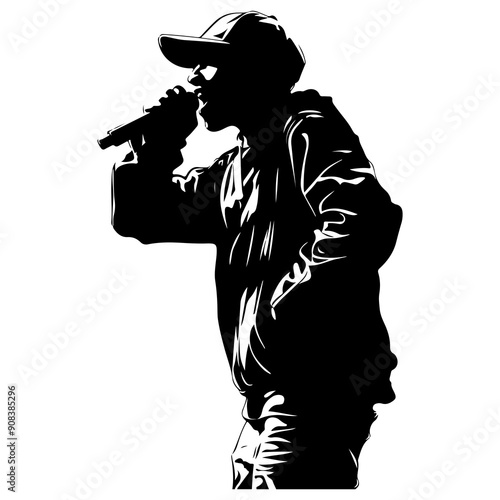 vector silhouette of a Beatboxing photo