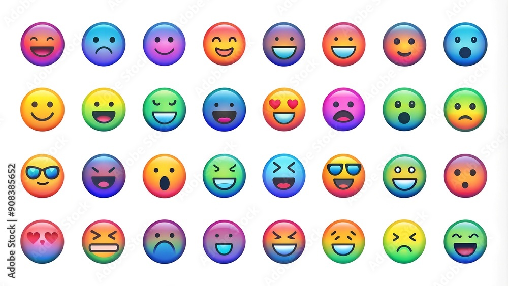 Vibrant Gradient Emoji Icons: A Colorful Collection of 25+ Unique Designs AI Generated Vibrant Gradient Emoji Icons: A Colorful Collection of 25+ Unique Designs AI Generated
