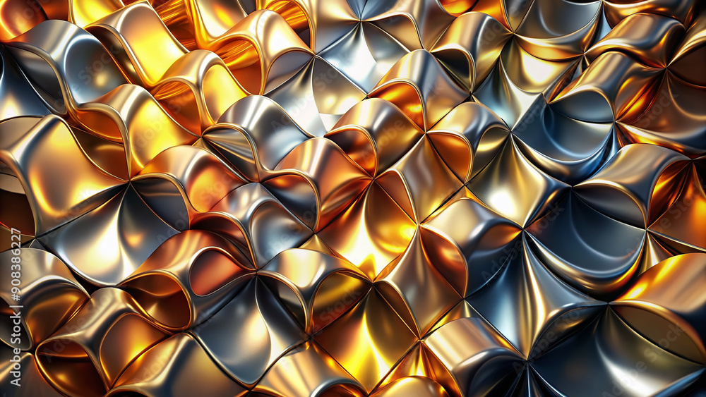 Abstract gradient background with metallic sheen, shimmering hues of silver, gold, and copper, evoking a futuristic and luxurious high-tech industrial atmosphere. Abstract gradient background with metallic sheen, shimmering hues of silver, gold, and copper, evoking a futuristic and luxurious high-tech industrial atmosphere.
