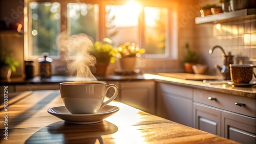 Wallpaper Mural Golden Hour Glow in the Kitchen: A Still Life of Morning Coffee  AI Generated Torontodigital.ca