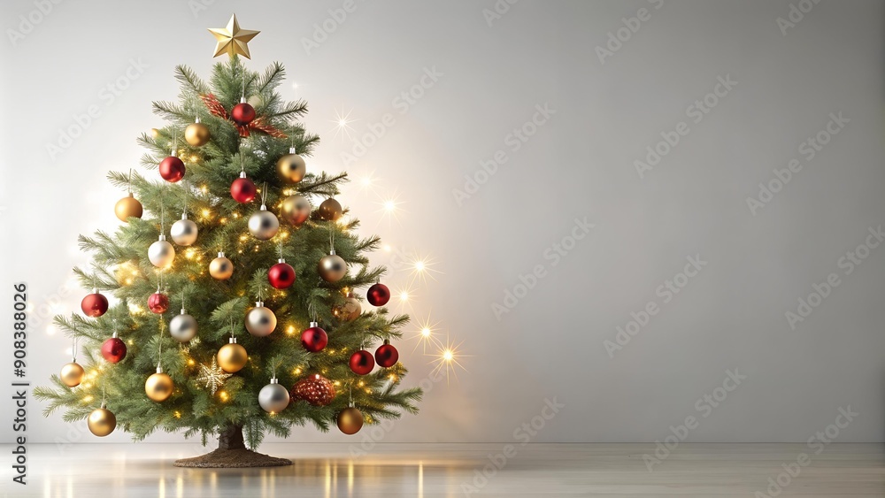 A Classic Christmas Tree Adorned with Sparkling Lights and Elegant Ornaments AI generated A Classic Christmas Tree Adorned with Sparkling Lights and Elegant Ornaments AI generated