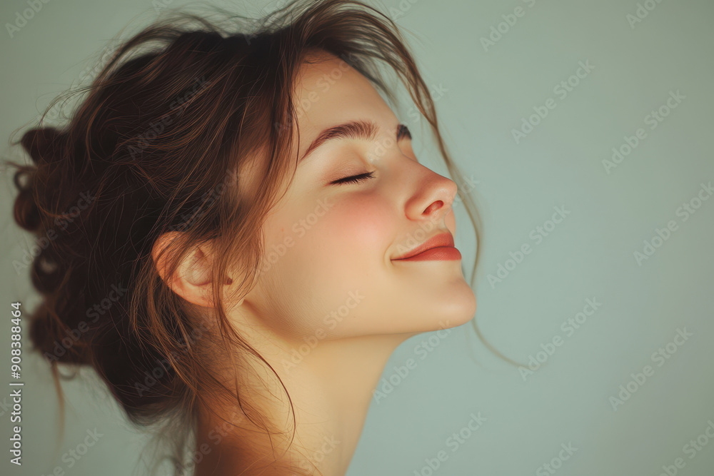 A close up of a girl's face with her eyes closed A close up of a girl's face with her eyes closed