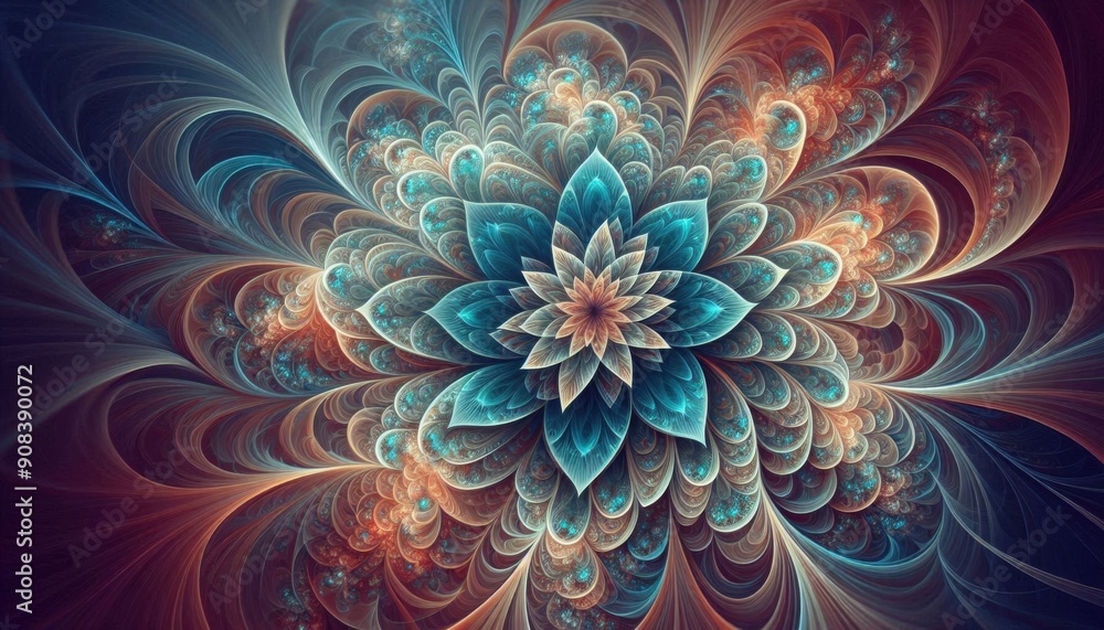 abstract fractal flower in kaleidoscope concept abstract fractal flower in kaleidoscope concept