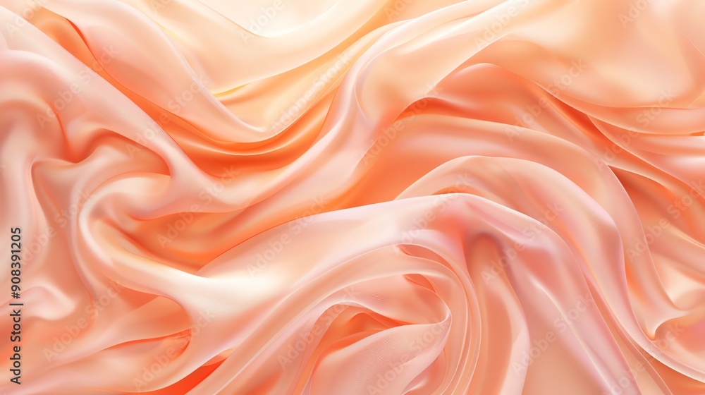 A close-up of soft, peach-colored fabric with flowing folds. A close-up of soft, peach-colored fabric with flowing folds.