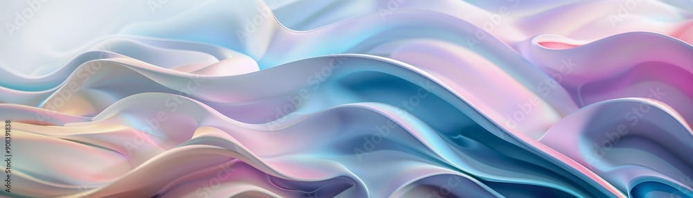Obraz premium Tranquil Pastel Abstract 3D Waves and Spirals - Dreamy and Calming Digital Art Background.