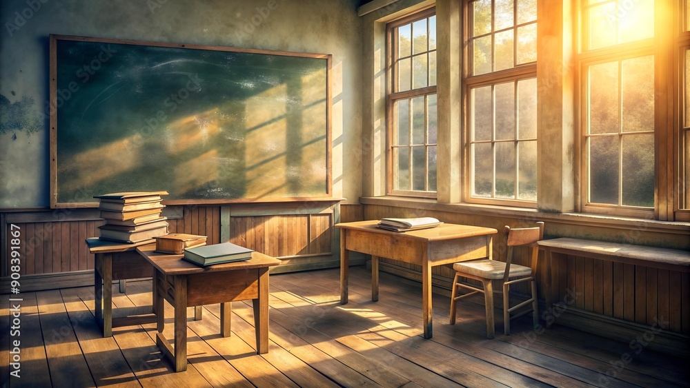 A Dusty Classroom - A Watercolor Embrace of Time's Passage Generative AI A Dusty Classroom - A Watercolor Embrace of Time's Passage Generative AI
