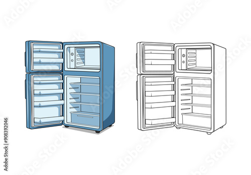 Refrigerator Cartoon Design Illustration vector eps format suitable for your design needs logo illustration animation etc