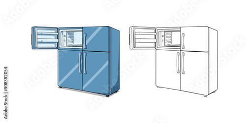 Refrigerator Cartoon Design Illustration vector eps format suitable for your design needs logo illustration animation etc