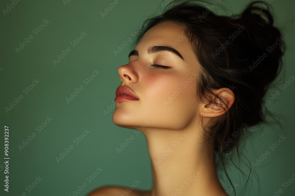 A close up of a girl's face with her eyes closed A close up of a girl's face with her eyes closed