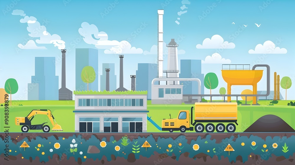 Naklejka premium Environmental Benefits of Landfill Gas Recovery:Unlocking Sustainable Energy and Reducing
