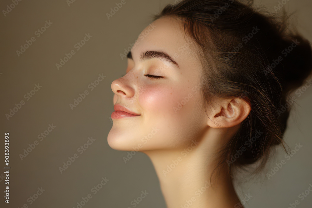 A close up of a girl's face with her eyes closed A close up of a girl's face with her eyes closed