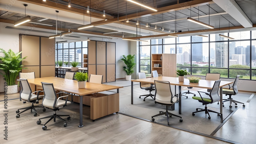 The Art of Flexibility: An Office Space with Adaptable Furniture and Collaborative Zones AI generated The Art of Flexibility: An Office Space with Adaptable Furniture and Collaborative Zones AI generated