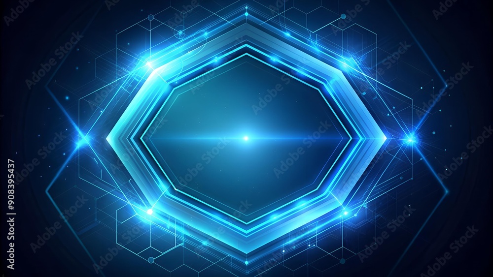 Abstract Blue Hexagon with Glowing Lines: A Symphony of Light and Form Generative AI Abstract Blue Hexagon with Glowing Lines: A Symphony of Light and Form Generative AI