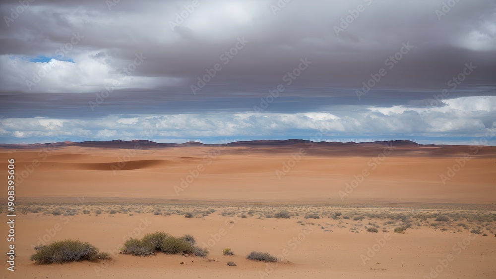 Solitary Desert Landscape Under Expansive Blue Sky Solitary Desert Landscape Under Expansive Blue Sky