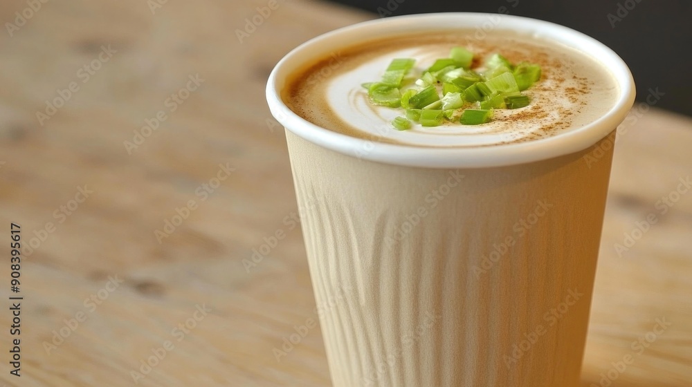 Unconventional Takeaway Coffee with Fresh Chives Topping Unconventional Takeaway Coffee with Fresh Chives Topping
