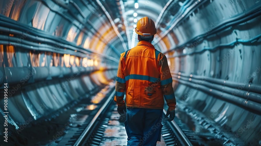 Engineer to wear workwear clothing safety Technician control underground tunnel construction at working shaft Transport pipeline by Tunnel Boring MachineTBM method for electric train s : Generative AI Engineer to wear workwear clothing safety Technician control underground tunnel construction at working shaft Transport pipeline by Tunnel Boring MachineTBM method for electric train s : Generative AI