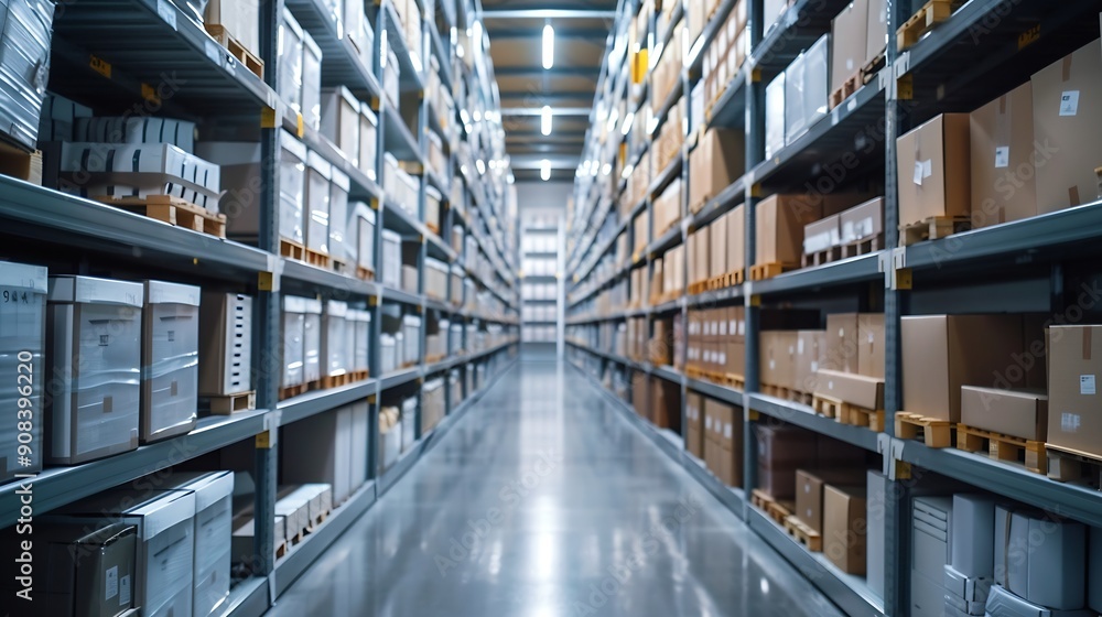 Rows of shelves with boxes in the factory warehouse A perfectly white clean warehouse Smooth boxes Sample Structured warehouse : Generative AI Rows of shelves with boxes in the factory warehouse A perfectly white clean warehouse Smooth boxes Sample Structured warehouse : Generative AI