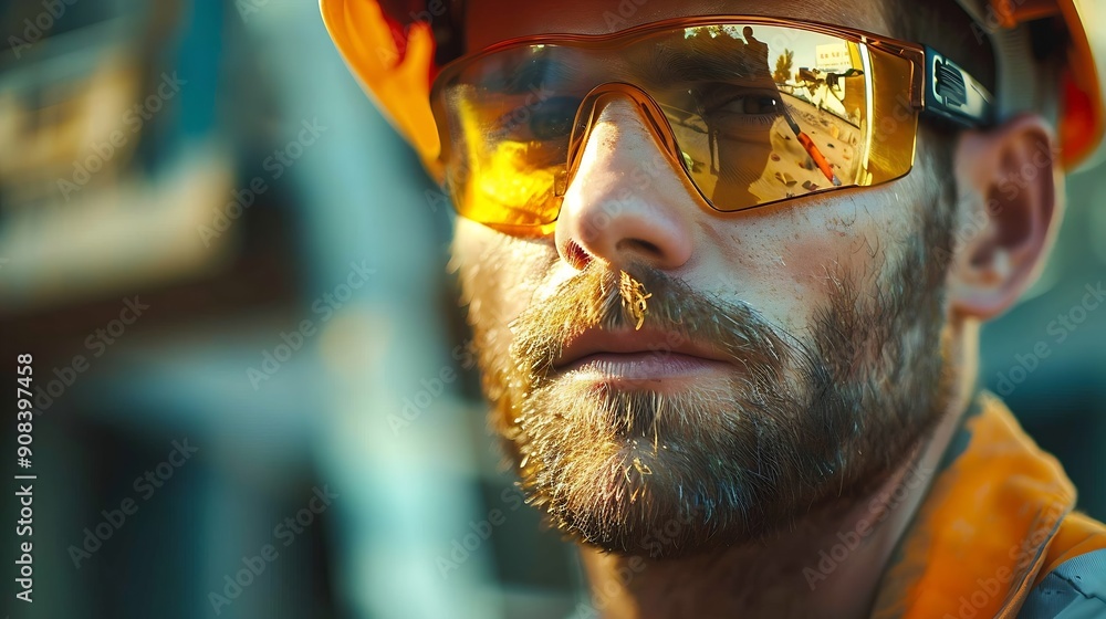 Work process on construction site male portrait : Generative AI Work process on construction site male portrait : Generative AI