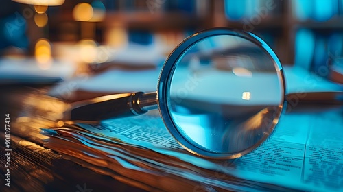 Magnifying Glass Examining Legal Documents for Anti-Corruption Scrutiny photo