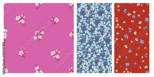 Seamless spring vector pattern with floral motif for dress fabric