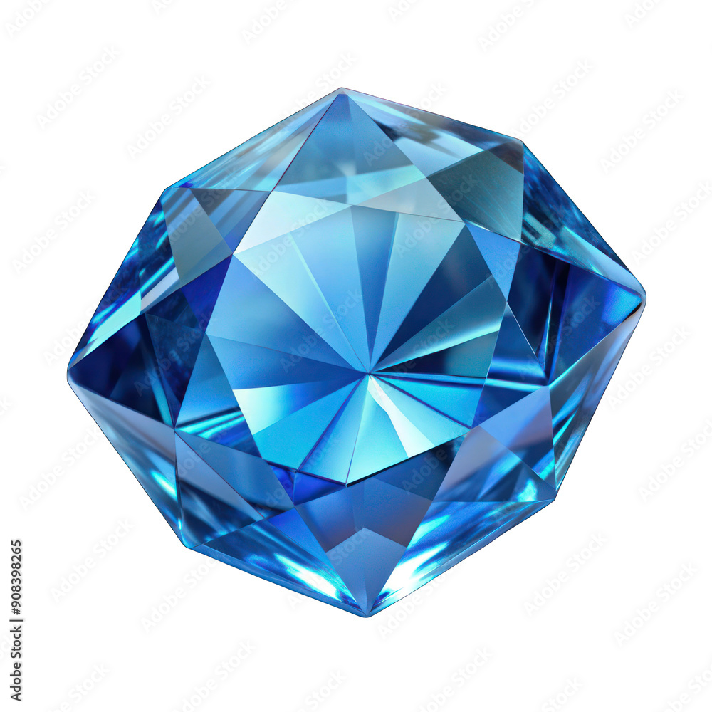 A stunning crystal blue gem isolated on transparent background A stunning crystal blue gem isolated on transparent background