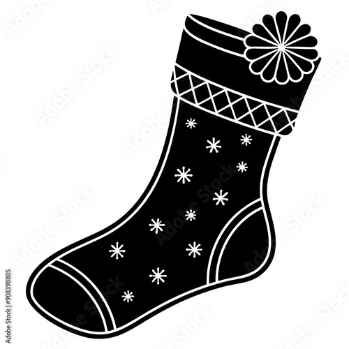 christmas stocking silhouette vector illustration