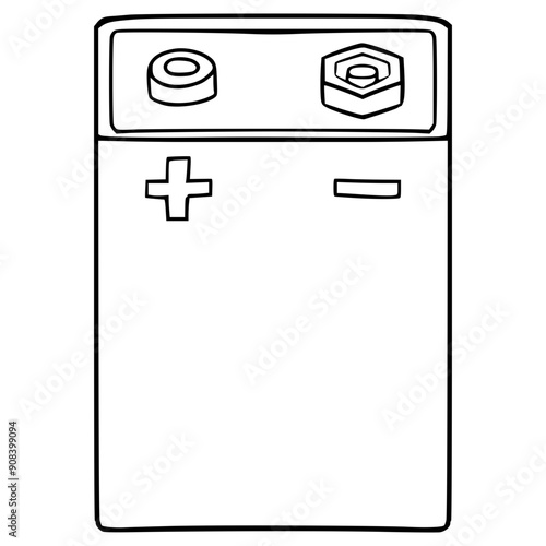 battery 9v illustration hand drawn outline vector