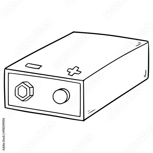 battery 9v illustration hand drawn outline vector
