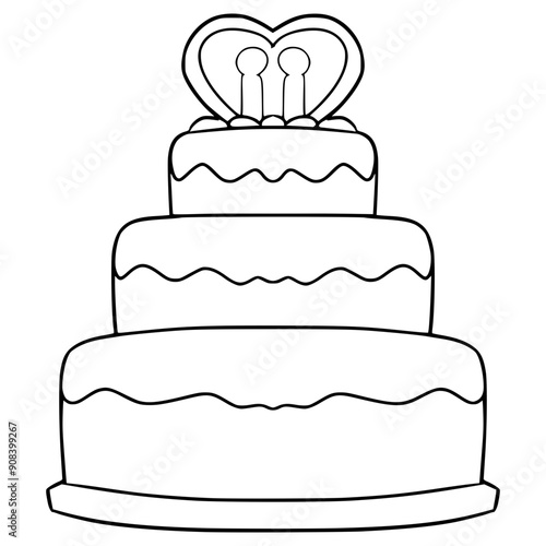 wedding cake illustration hand drawn outline vector