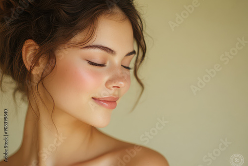 Wallpaper Mural A close up of a girl's face with her eyes closed Torontodigital.ca