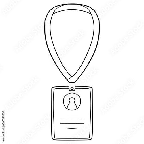 lanyard and id card illustration hand drawn outline vector