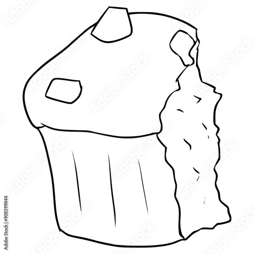 chocolate muffins get the bite illustration hand drawn outline vector