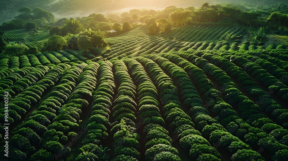 Fototapeta premium Aerial image of a beautiful coffee plantation in minas Gerais Brazil : Generative AI
